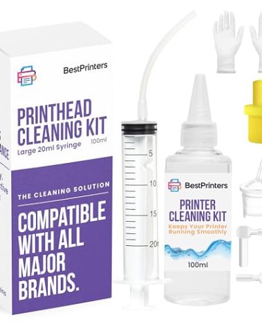 Best Printer Cleaning Kit for Epson, HP | Brother Inkjet Printhead Cleaning Kit | Inkjet Printer Head Cleaner | Printer Head Cleaning Kit with LARGE 20ml Syringe - 100ml Printer Cleaning Fluid