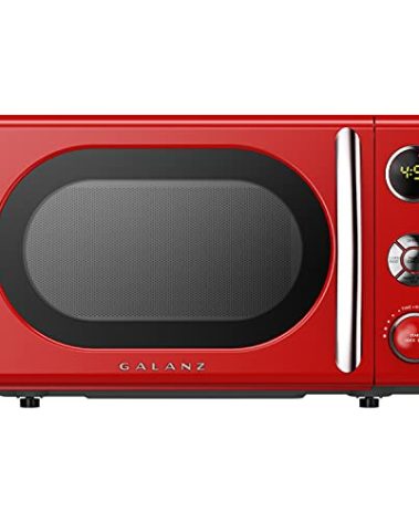 Galanz GLCMKA07RDR-07 Microwave Oven, LED Lighting, Pull Handle Design, Child Lock,Retro Red, 0.7 Cu.Ft