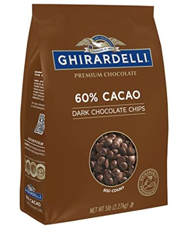 Ghirardelli Chocolate Company 60% Cacao Dark Chocolate Chips, 5lb. Bag (Pack of 1)