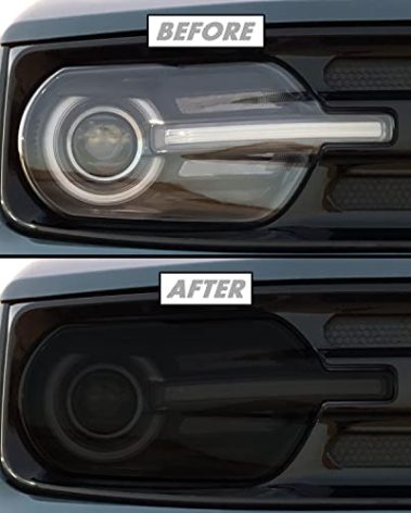SlickMod PreCut Vinyl Smoke Tint for 2021-2022 Ford Bronco Sport Headlight (2. Headlight, 20% Dark Smoke)