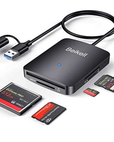 SD Card Reader, Beikell 4 in 1 Dual Connector (USB&USB C) USB C to Micro SD Memory Card Reader OTG Adapter -Supports SD/SDHC/SDXC/MMC/Micro SDXC/MS/MS Pro/CF, Compatible with Windows, OS