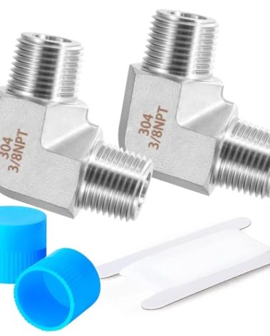 Carvedexquisitely Stainless Steel Pipe Fitting 90 Degree Barstock Street Elbow 3/8" NPT Male x 3/8" NPT Male 2 Pack