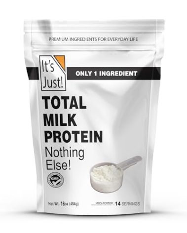 It's Just! - Total Milk Protein Concentrate Powder, Naturally 80% Casein / 20% Whey, rBSH/RBST Hormone Free, No Added Sugar, MPC-85 (1 Pound, Unflavored)