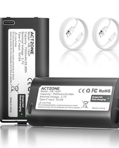 ActZone 2pack Upgraded 7000mAh Battery Compatible with MyQ Keypad Battery My Q Garage Door Opener Camera, Including USB-C Fast Charging Cable