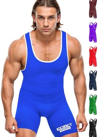 Exxact Sports Plain Men's Wrestling Singlet, High Performance Powerlifting Singlet Wrestling Singlets for Men - (Royal, AL)