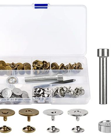 Sopnom 20 Sets 18MM Magnetic Buttons Clasp Snaps Fastener with Install Tool Magnetic Round Snaps DIY Craft Buttons Kit for Sewing, Craft, Purses, Bags, Clothes, Leather (Round)