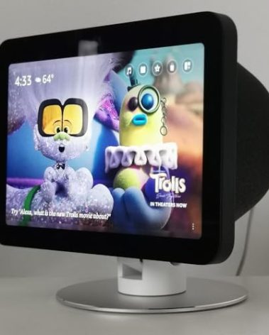 ATOPCAENRT Aluminium Stand for All-New Echo Show 8 (3rd Gen, 2023 Release) | (2nd Gen, 2021 Release) | Echoo Shoow 8, Tilt + Swivel Stand， Eight Powerful Magnets Hold onto Echoo Show 8 (Silver)