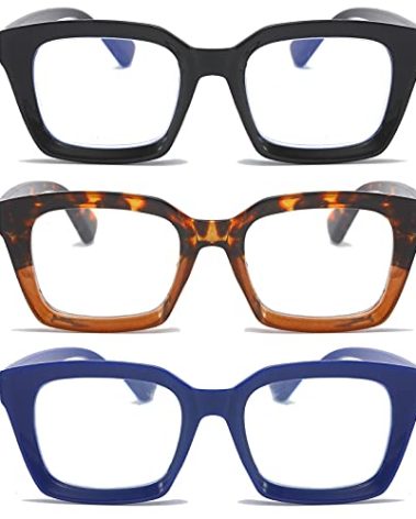 DXYXYO Oprah Style Reading Glasses for Women Blue Light Blocking Men Oversized Square Computer Readers 3 Pack Retro Fashion, 3.25 Magnification