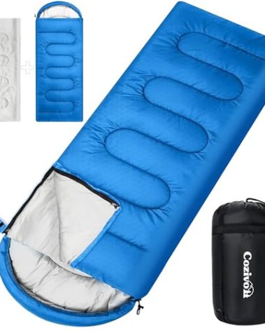 2-in-1 Detachable Sleeping Bag,Waterproof 4-Season Adult Sleeping Bags w/Removable Cotton Liner – Converts to 2 Lightweight Bags for Camping, Hiking, Travel