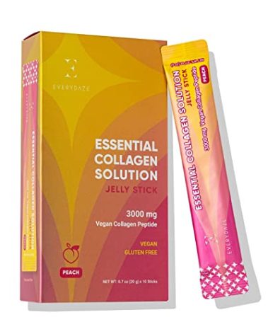 EVERYDAZE Essential Collagen Solution Jelly Stick | Vegan Collagen Peptide | Peach | 10 Packs | Hair, Skin, Nails, Beauty, Bone | Vitamins, Minerals, Antioxidants for Men & Women