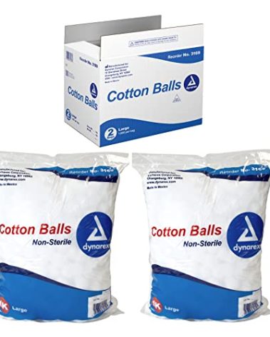 Dynarex Cotton Ball, Non-Sterile and Large, Latex-Free, Pack of 2000