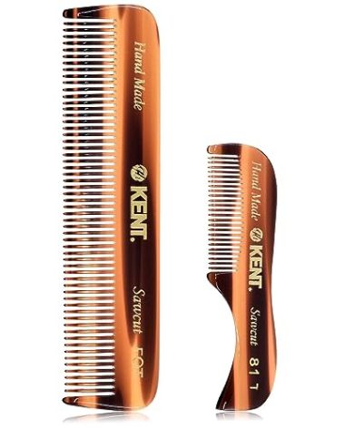 Kent Beard and Mustache Grooming Set - Handmade Pocket Combs for Men's Travel and Home Use, Mini Combs for Grooming