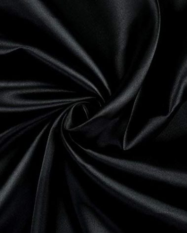 MDS Christmas Satin Fabric 25 Yards, 44" Wide, Silky Smooth Charmeuse Sateen Cloth for New Year Party Decorations, Thanksgiving, Crafts DIY Sewing Projects, Backdrop, Wedding Drapes - Black