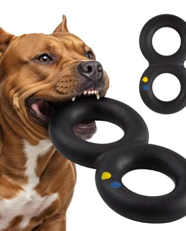 Goughnuts — Dog Toys for Aggressive Chewers | Virtually Indestructible Pull Toy for Large Breeds Such as Pit Bulls and German Shepherds | Heavy Duty Tug Dog Toy | Large | Black