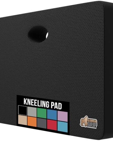 GORILLA GRIP Extra Thick Patent Pending Soft Foam Kneeling Pad, Supportive Large Cushion Knee Pads for Gardening, Baby Bath Time, Dirt and Water Resistant, Workout and Garden Supplies, 17.5x11, Black