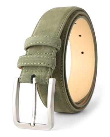 LEAODES LD Men's Belt Casual Genuine Leather Suede Belts for Men 1 3/8" Wide Elegant Golf Dress Belt