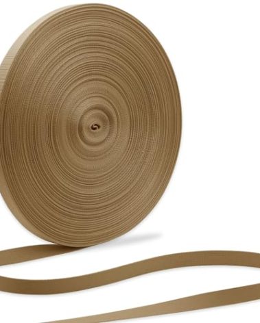 ZHFMILY 5/8 inch Brown Webbing-50Yards 15mm-Flat Fabric Webbing Crochet Handle Canvas Straps for Bags-Hammock-Lawn Chair-Belting-Pet Collars, DIY Projects, Crafts, Sewing(#267)