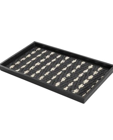 Anji Mountain Heavy Duty Waterproof Rubber Shoe Storage Mat Organizer/Boot Storage Tray Multi Use For Entryway with Coir, Gray and Ivory Insert, Fits 2 Pair (24.5" Wide)