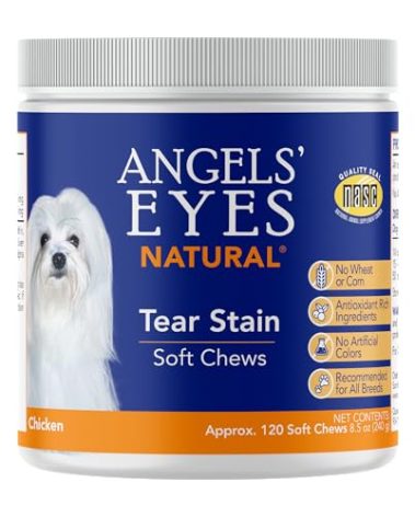ANGELS' EYES Natural Tear Stain Prevention Soft Chews for Dogs | Chicken Flavor| For All Breeds | No Wheat No Corn | Daily Supplement | Proprietary Formula