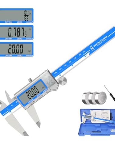 ACEMETER Digital Caliper 6 Inch Measuring Tool Stainless Steel Vernier Caliper Digital Micrometer with Large LCD Screen,Auto-Off Feature, Inch/Millimeter/Fraction Conversion Measuring Tool Caliper