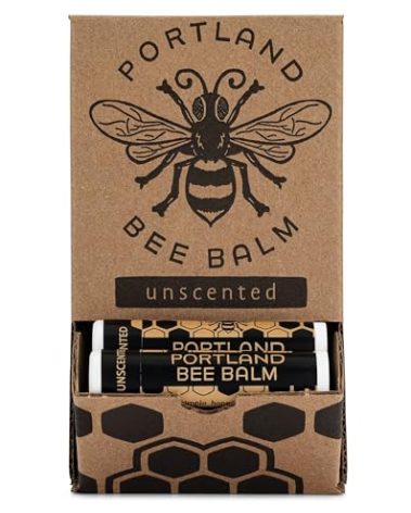 Portland Bee Balm All Natural Handmade Beeswax Based Lip Balm, Unscented 24 Count
