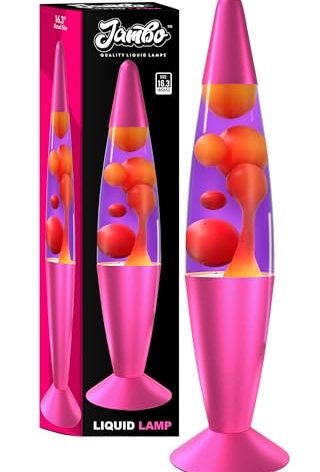 JAMBO 16" Beautiful Lamp- Purple with Yellow/Orange Wax, Relaxing Liquid Light, Night Light Nightlight, Home Decor Living Room Office Bedroom Lamp for Adults Teens Kids, Magma Motion