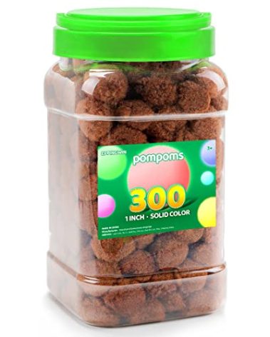 Eppingwin 300pcs 1 Inch Brown Pom Poms, Soft Pompoms for Crafts, Pom pom Balls for Arts & Crafts DIY Projects(Brown)