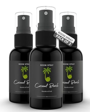 605Products Room & Air Freshener Spray - Long Lasting Odor Eliminator with Essential Oils, Home Fragrance Supplies - Coconut Beach (3-Pack)