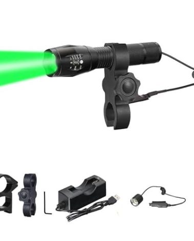 BIZOOM KL45 1000lumen Predator Light, Green Hunting Light Kit, Zoomable Hunting Flashlight with Dual Control Remote Switch, for Hogs, Coyotes, Varmints