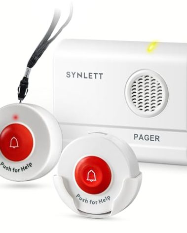 SYNLETT Caregiver Pager Wireless Call Buttons for Elderly Monitoring SOS Alert System Portable Alarm for Nurse Call Seniors Patients Emergency Home