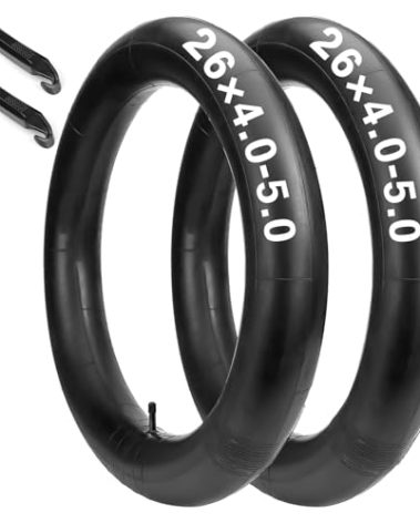 2-Pack 26×4.0/5.0 Fat Tire Bike Tubes: Heavy Duty Bike Tube with AV 32mm Schrader Valve, Compatible with 26x4.0 26x4 1/4 26x4.3 26x4.4 26x4.5 26x4.80 26x4.90 26x5.0 E-Bike/Road Bike/Mountain Bike