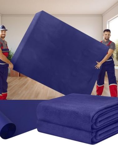 Hahafelt 2 Pcs 80" x 144" Extra Large Moving Blankets, Heavy Duty Packing Blankets, Textile Shipping Furniture Pads Furniture Covers Essentials for Protecting Wrapping Moving Supplies, Blue