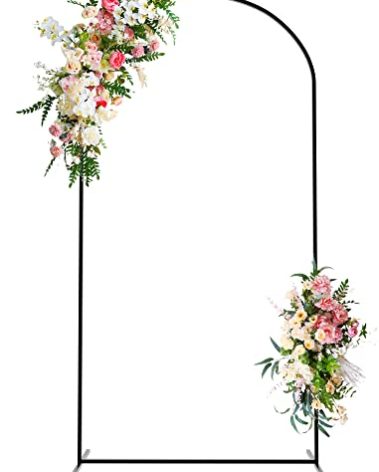 Wokceer Wedding Arch Backdrop Stand, 7.2 FT Square Black Metal Arch Backdrop for Wedding Ceremony Photo Booth, Outdoor Indoor Birthday Party, Garden Floral Balloon Arch Decoration