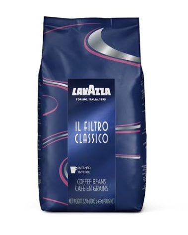 Lavazza Il Filtro Classico Dark Roast Whole Bean Coffee 2.2LB Bag ,Authentic Italian, Blended and roasted in Italy, Dark Chocolate and hazelnut aromatic notes