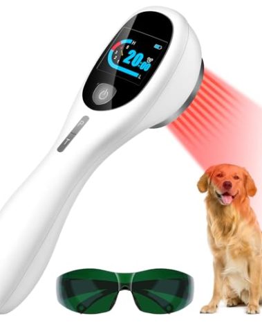 Cold Laser Therapy Device with LED Display Human/Vet Red Light Therapy Device Targets Joint and Muscles for Elbows, Knees, Shoulders, Hands (4x808nm +14X650nm)