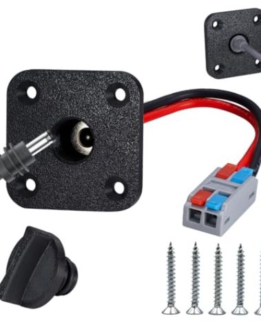 PDClnyck RV DC Cable Panel Mount Compatible with Starlink mini, 5.5 x 2.1mm 2-Pole DC Female Socket，Waterproof Passthrough(Square 1pcs, Black)