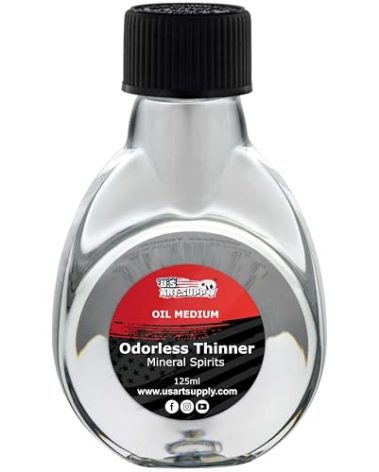 U.S. Art Supply Odorless Mineral Spirits for Cleaning - 4.2oz (125ml) Highly Refined Paint Solvent, Thinner for Oil Mediums