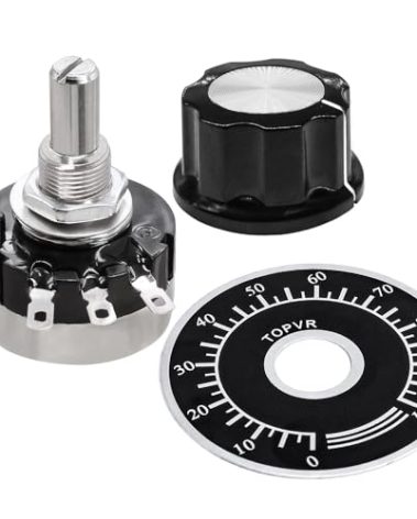 Taiss 2pcs RV24YN20S 5K Potentiometer Single Turn Carbon Film Rotary Taper Potentiometer Used for Inverter speed regulation. Motor speed control + 2pcs A03 knob + 2pcs dials (B502 5K ohm)