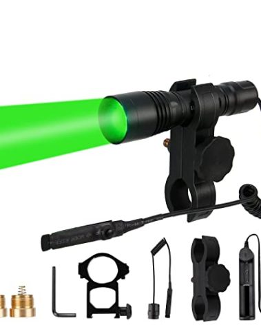 LUMENSHOOTER S2plus Premium Scope Mounted Hunting Light Kit, Interchangeable Green Red White LED Modules, High Power Zoomable Flashlight Torch for Coyote, Predator, Varmint, Coon& Hog