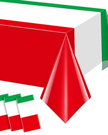 3 Pack Italian Flag Tablecloth, Italian Themed Disposable Plastic Tablecloth, Rectangle Italian Table Cover for Italy Family Gathering Christmas Party Decorations and Party Supplies 54 x 108 Inch