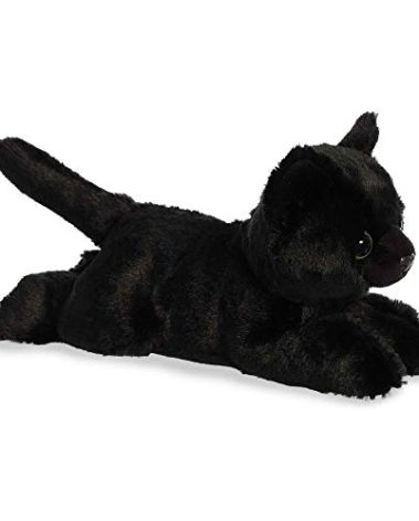 Aurora® Adorable Mini Flopsie™ Twilight Cat™ Stuffed Animal - Playful Ease - Timeless Companions - Black 8 Inches