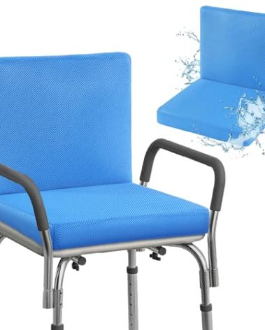 BALAPET Shower Seat Cushion for Shower Chairs, Shower Chair mat with backrest Cushion, Non-Slip Quickly Dry Bathtub Chair Padwith Hook, Design for Elderly, Senior, Handicap & Disabled