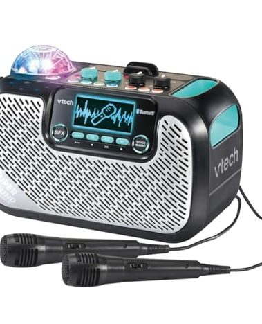 VTech Super Sound Karaoke Portable Bluetooth, 2 Mics Included, Party Lights