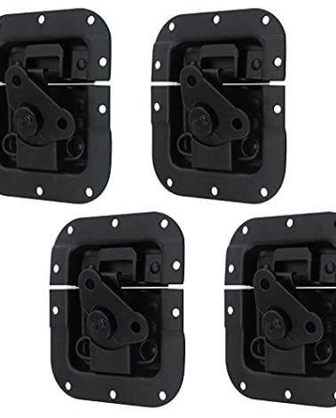 Risbay 4PCS Black Spring Loaded Recessed Latch 4.41"x4.09" Butterfly Twist Latch Replacement Road Case Spring Loaded Recessed Latch for Flight Case and Road Case with Screws