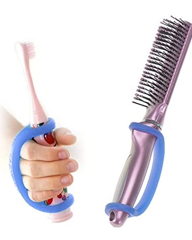 EazyHold Blue Silicone Universal Cuff, Assistive Hand Grip Holder for Special Needs, Cerebral Palsy, Handicap, Pediatric Mobility Daily Living Aid, Therapy Equipment with Adaptive Handles 2-Pack 5.25"