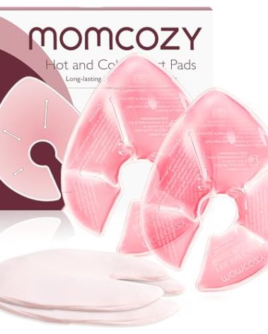 Momcozy Larger Breast Therapy Packs, Hot and Cold Breast Pads with 2 Soft Covers, Breastfeeding Essentials，2 Pack，Pink
