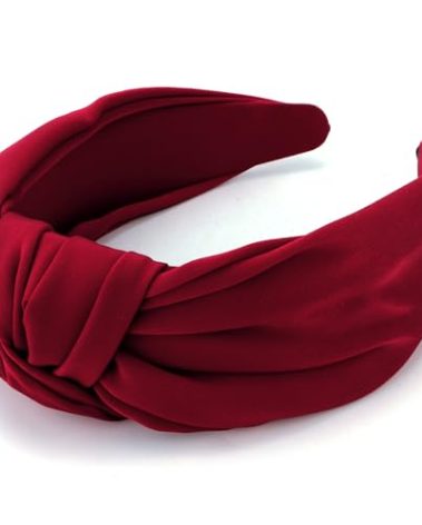 TOBATOBA Red Knotted Satin Silk Headband, Wide Non-Slip Top Knot Hair Accessory for Women