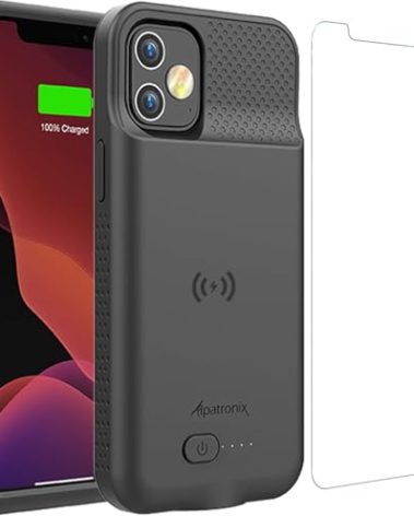 Alpatronix Battery Case for iPhone 12 Pro & iPhone 12 (6.1 inch), Strong Slim Portable Protective Extended Charging Cover with Wireless Charging, Lightning Input, Apple Pay, CarPlay- Matte Black