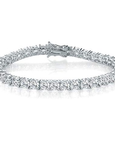 18k White Gold Plated 5.0 Cubic Zirconia Tennis Bracelet 7.5 inch for Men and Women