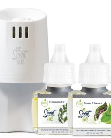 Scent Fill Christmas Tree Plug in Air Freshener Kit (Fraser Fir Balsam & Sycamore Fir), 2 Refills + Diffuser